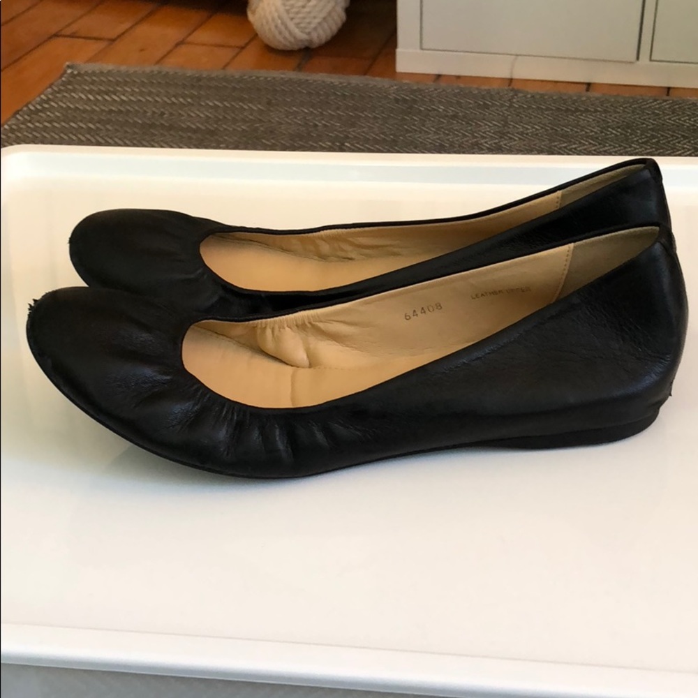 J Crew black leather flats